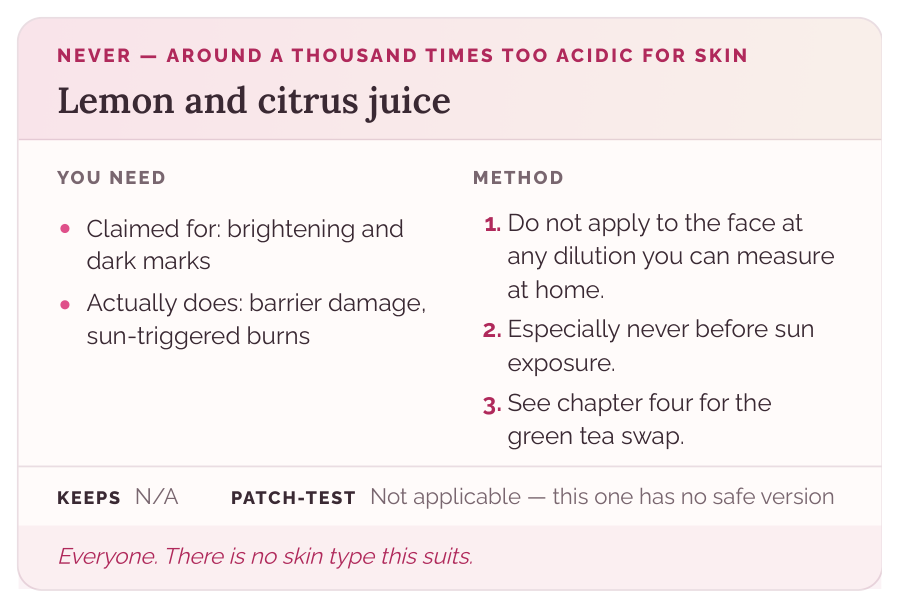 A recipe page from the The Never-On-Your-Face List PDF